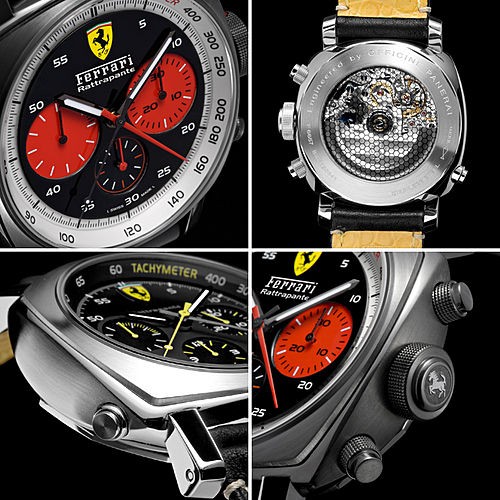 法拉利与著名制表厂Panerai合作推出了Ferrari California Flyback特别款计时表(图7)