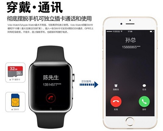 原道W80智能手表 智能手机的缩小版(图5)