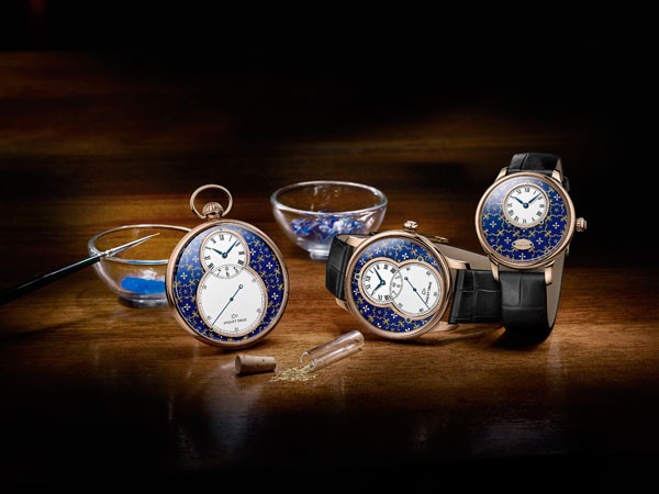 雅克德罗：金箔雕花珐琅时分小针盘Only Watch腕表(图6)