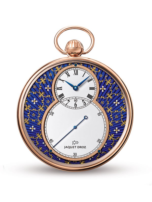雅克德罗：金箔雕花珐琅时分小针盘Only Watch腕表(图9)