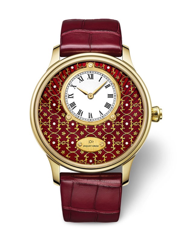 雅克德罗：金箔雕花珐琅时分小针盘Only Watch腕表(图8)