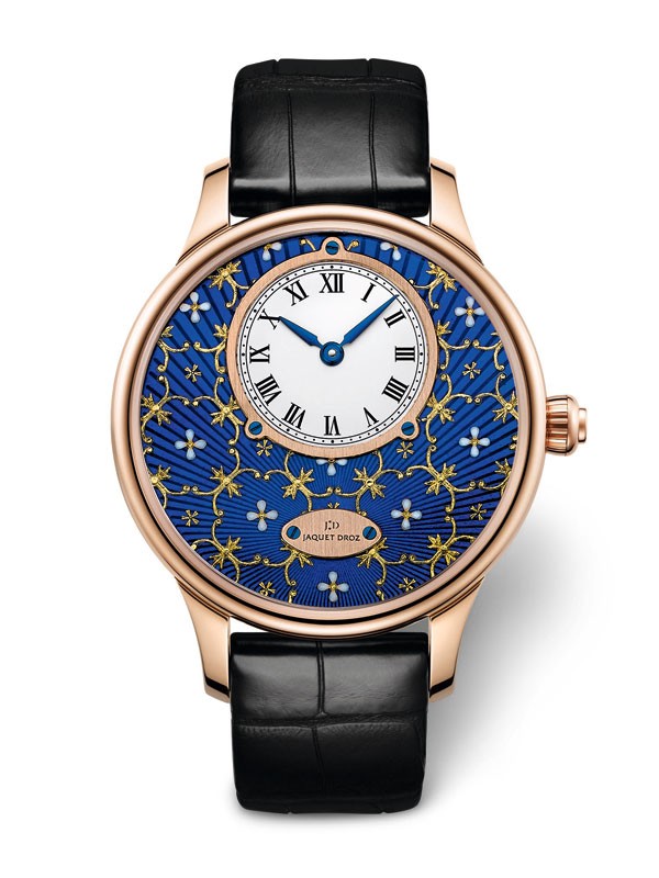 雅克德罗：金箔雕花珐琅时分小针盘Only Watch腕表(图11)